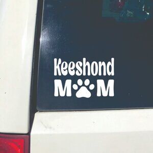 White Keeshond Dog Mom Vinyl Window Decal
